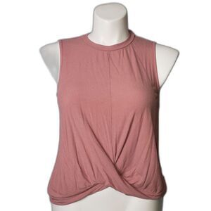 SHEIN Mauve Sleeveless Twist Front Crew Neck Ribbed Top Womens Size XL